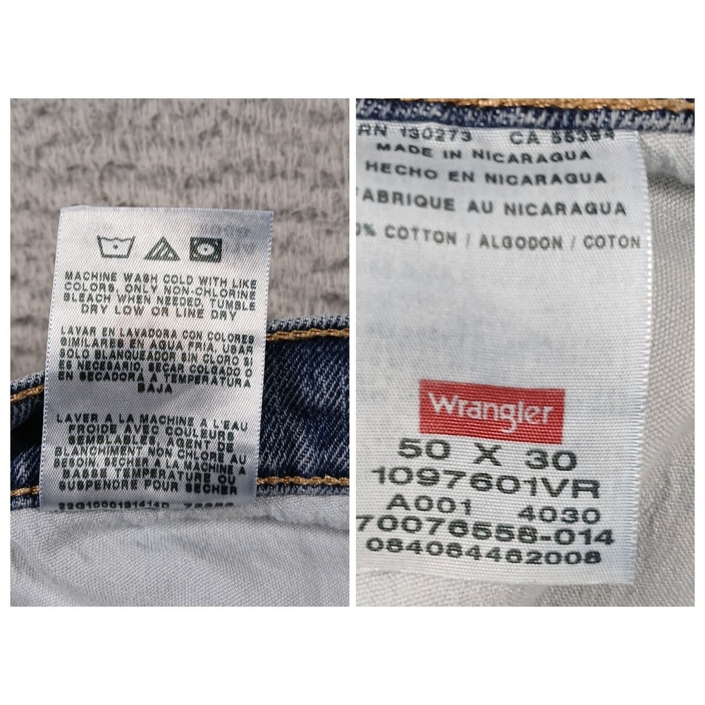 Wrangler Big & Tall Light Wash 100% Cotton Straight Leg Jeans 50x30 - Picture 4 of 10